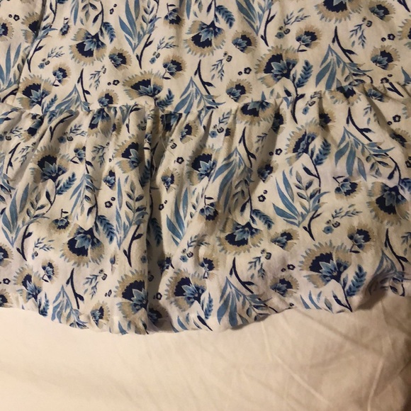 White Ruffle Dress with Blue Flowers. - Picture 3 of 5